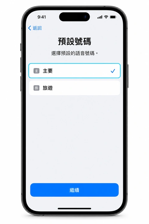 預設號碼選取主要門號